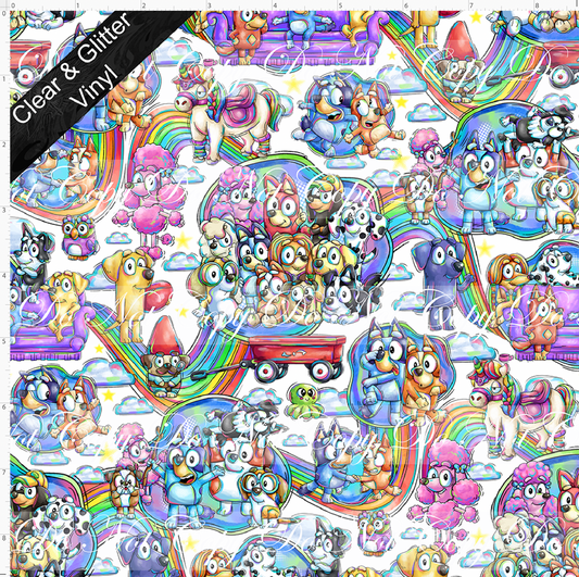 Heeler Hideaway - Characters and rainbows - CLEAR & GLITTER VINYL - Small Scale
