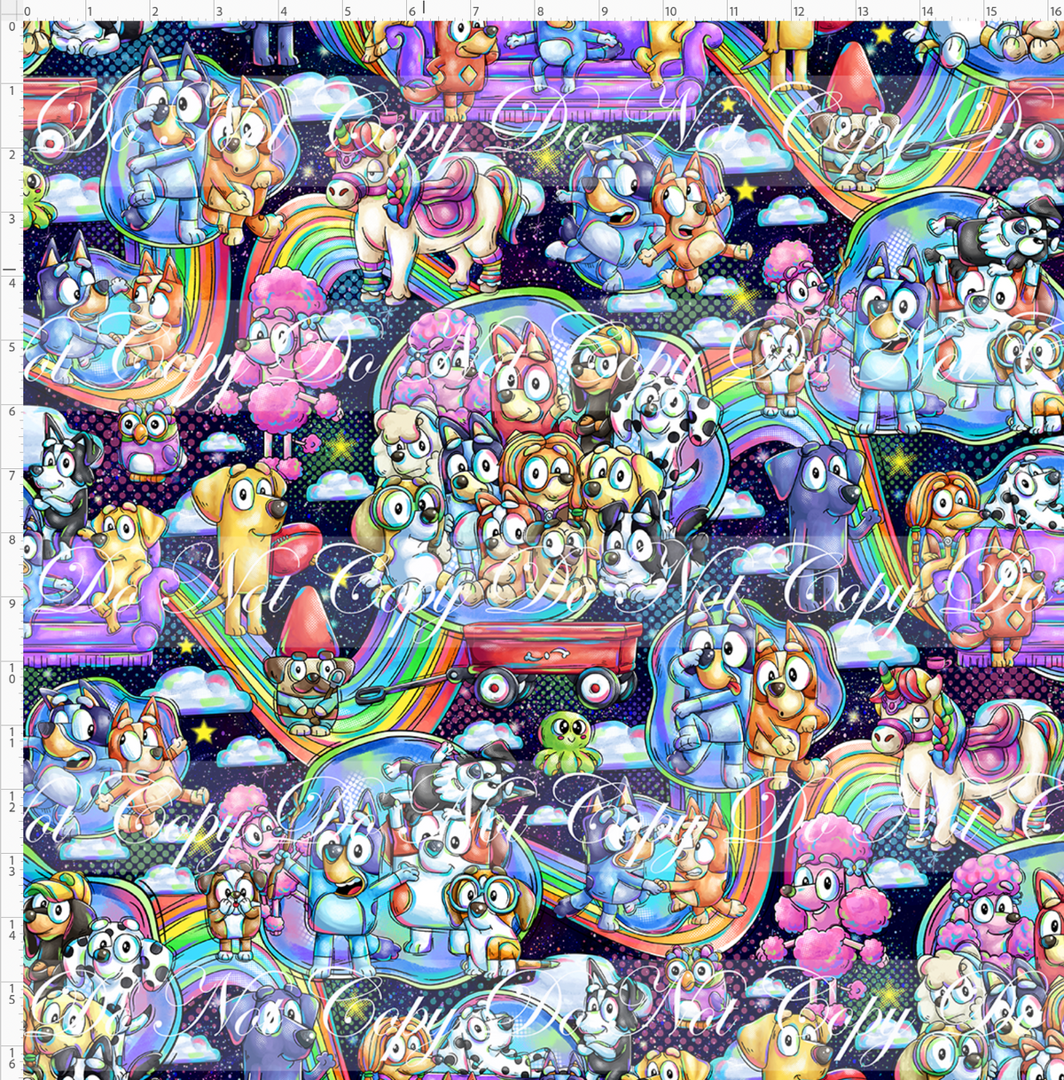 Heeler Hideaway - Characters and rainbows - Navy - large scale