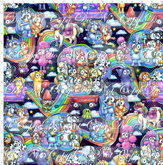 Heeler Hideaway - Characters and rainbows - Navy - large scale