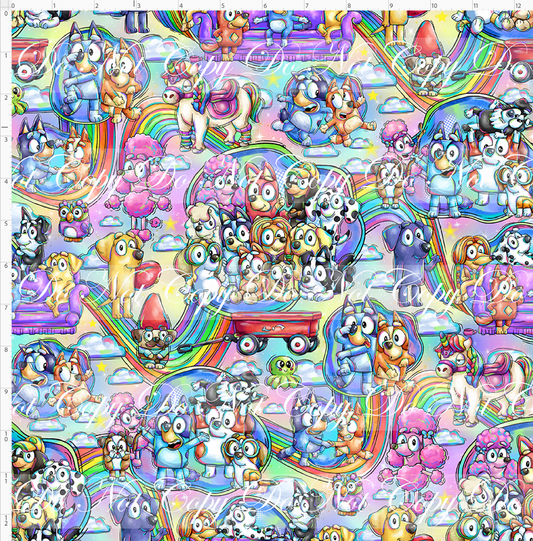 Heeler Hideaway - Characters and rainbows - Pastel Rainbow - regular scale
