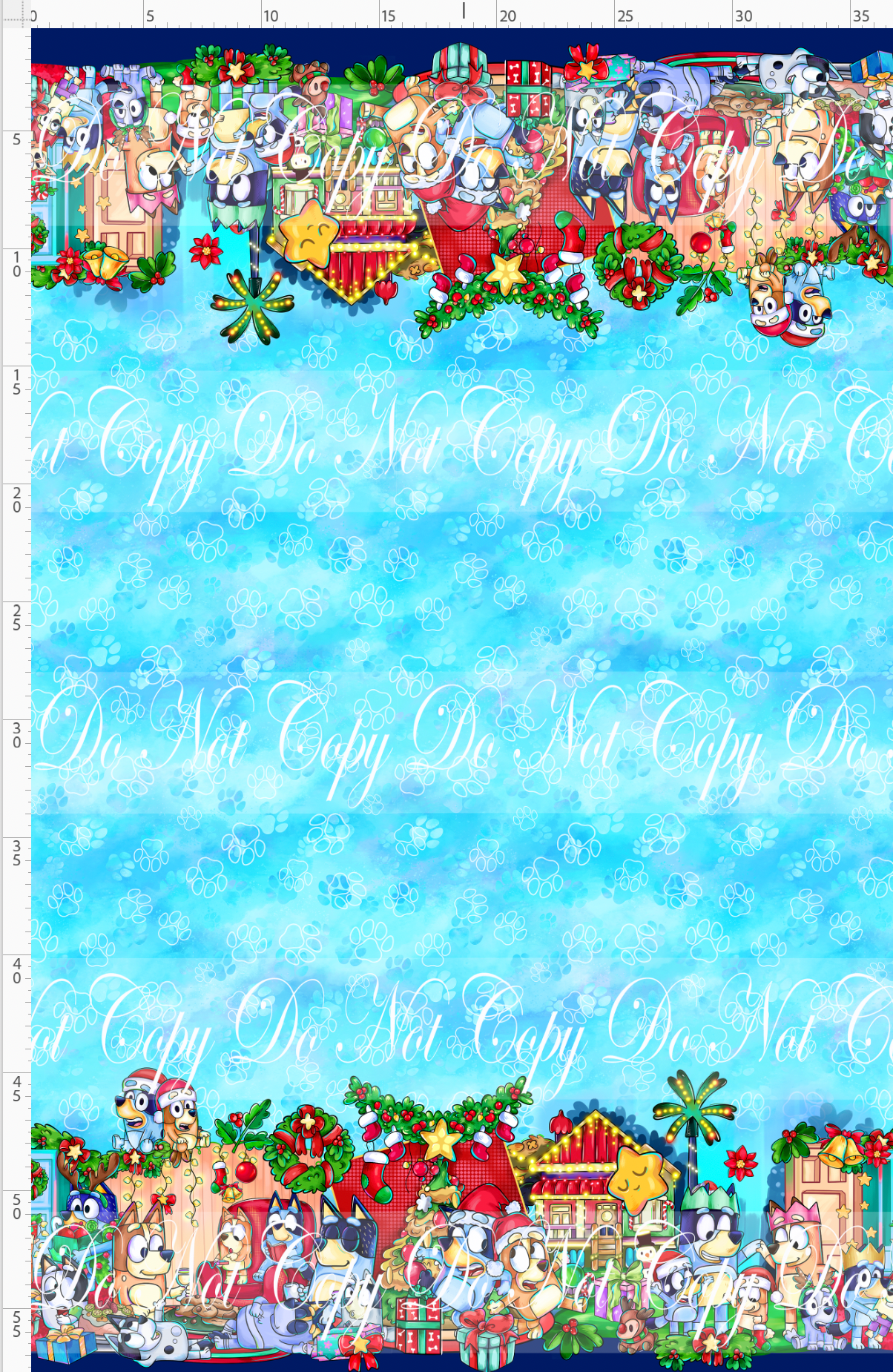 Heeler Holidays - double border - sky blue