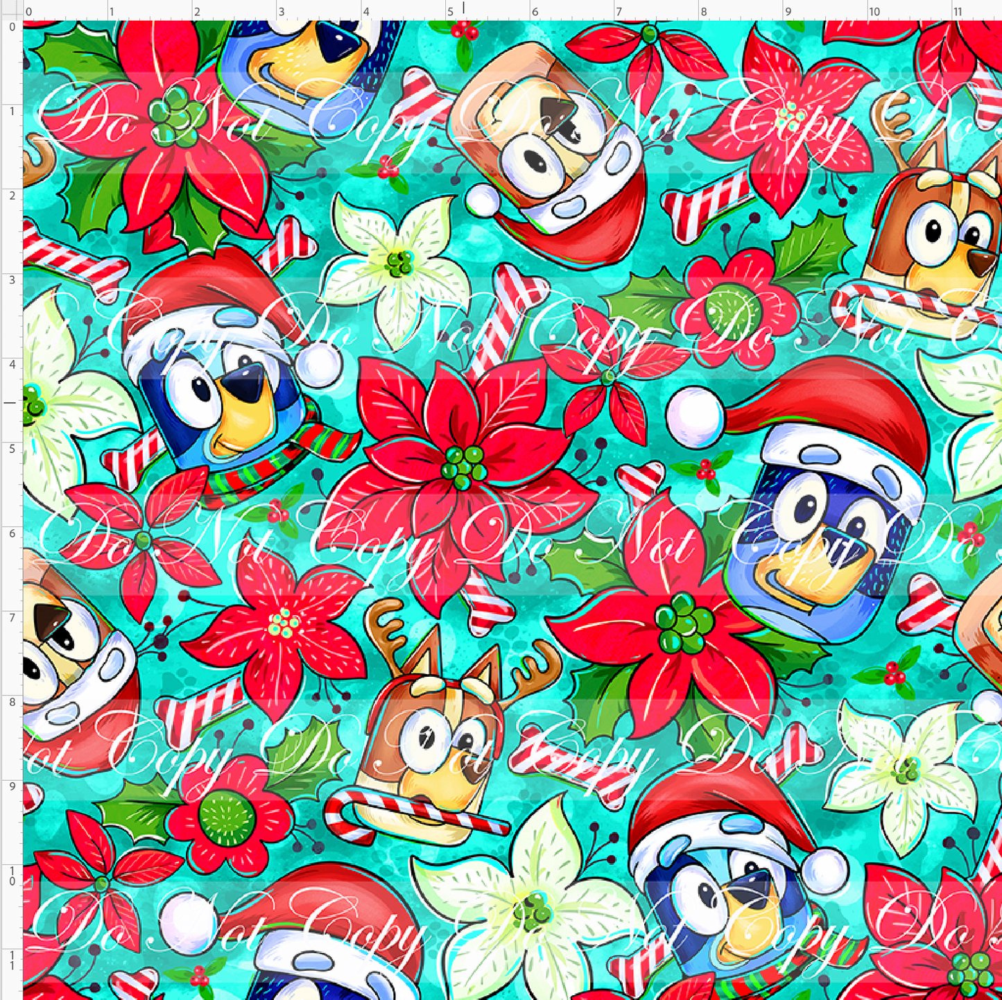 Heeler Holidays - poinsetta - Green - REGULAR SCALE