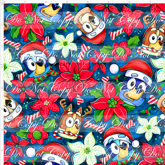 Heeler Holidays - poinsetta - Navy - SMALL SCALE