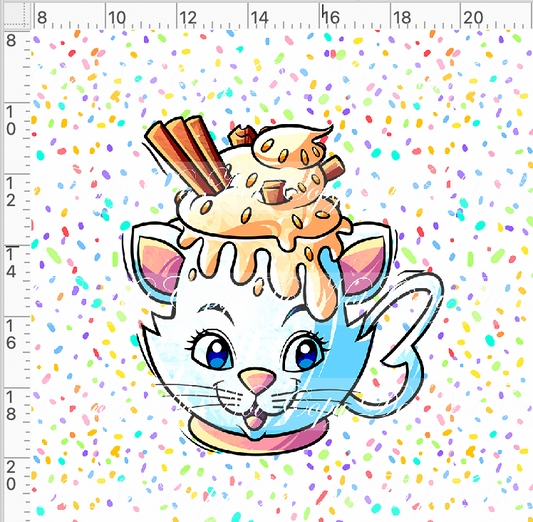Hot Cocoa - Panel - White - Cat cup - Adult
