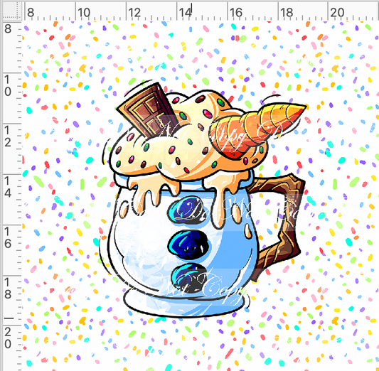 Hot Cocoa - Panel - White - Snowman cup - Adult