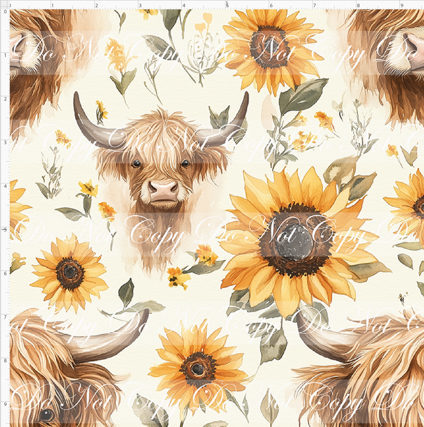 Hyland Cows - Main with sunflower - Regular Scale