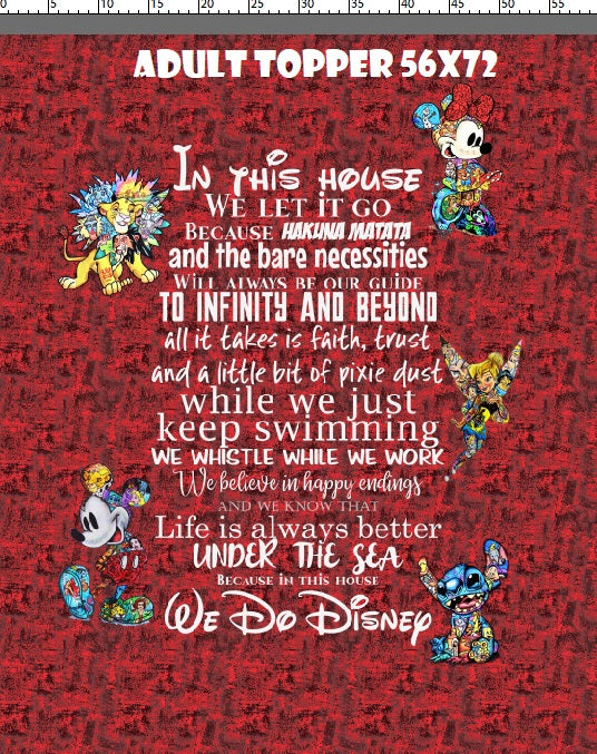 Magic Art - In This House - RED - Full Size Blanket Panel 58W x 72H