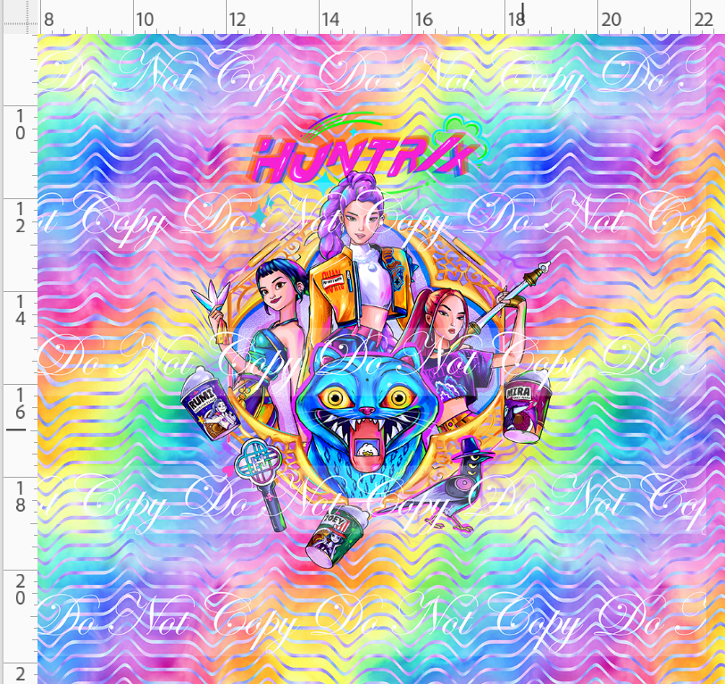 RETAIL LISTING: KPOP Huntrix - Panel - ADULT - 3 girls with elements - Rainbow