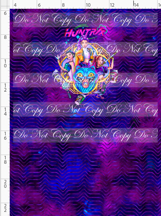 RETAIL LISTING: KPOP Huntrix - Panel - CHILD - 3 girls with elements - Purple Blue