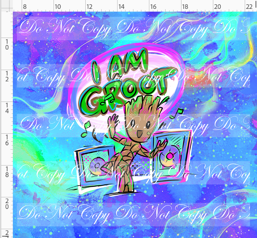 Kawaii Lord of the Galaxy - panel - blue - groot dancing - ADULT