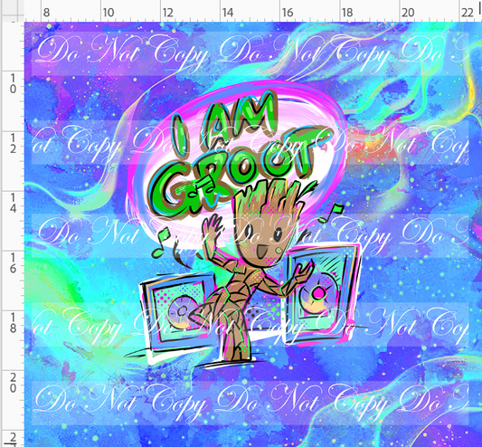 Kawaii Lord of the Galaxy - panel - blue - groot dancing - ADULT