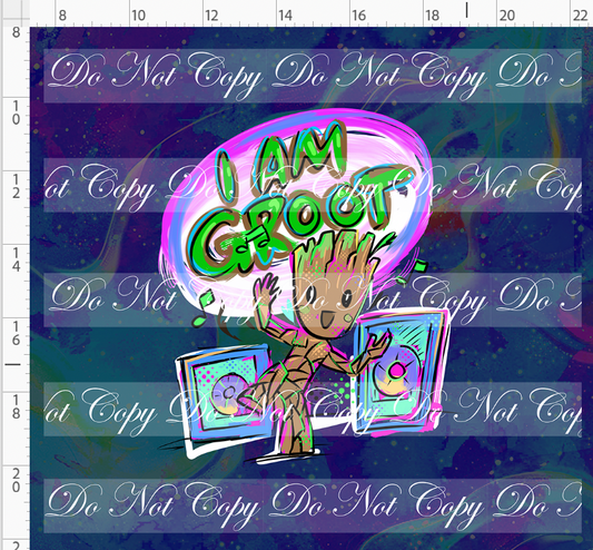 Kawaii Lord of the Galaxy - panel - navy - groot dancing - ADULT