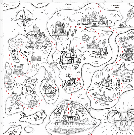 Kawaii Pirates - Pirate Map - black and red - SMALL SCALE