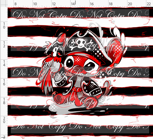 Kawaii Pirates - panel - 626 - black red stripe - ADULT