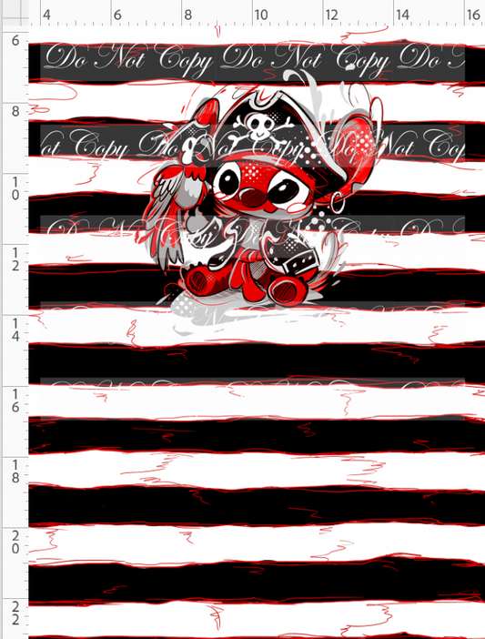 Kawaii Pirates - panel - 626 - black red stripe - CHILD