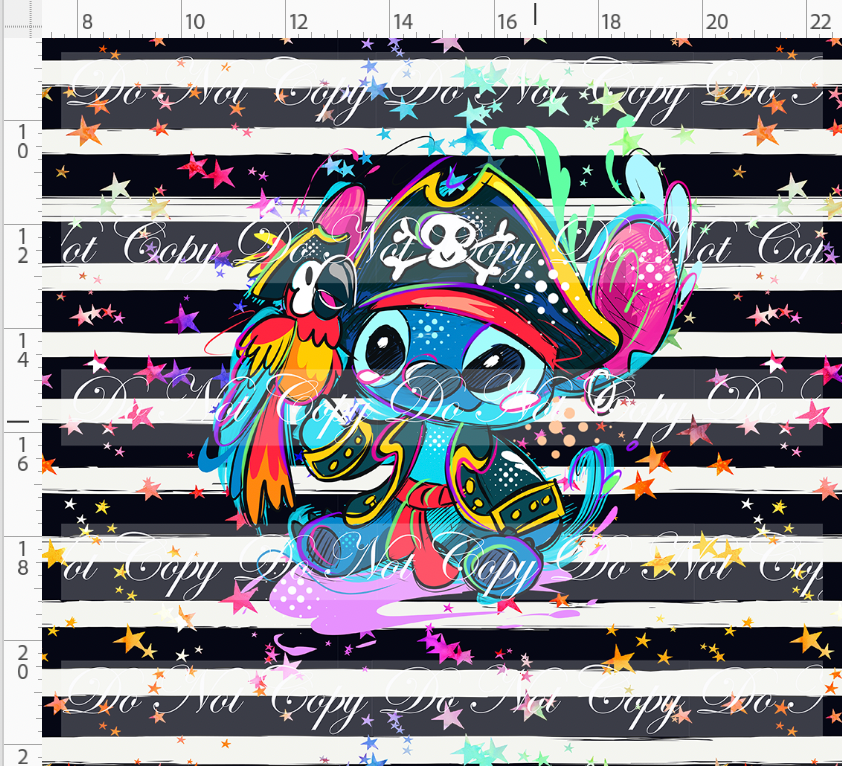 RETAIL LISTING: Kawaii Pirates - panel - 626 - black stripe with stars - ADULT