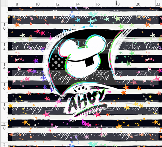 Kawaii Pirates - panel - AHOY flag - black stripe with stars - ADULT