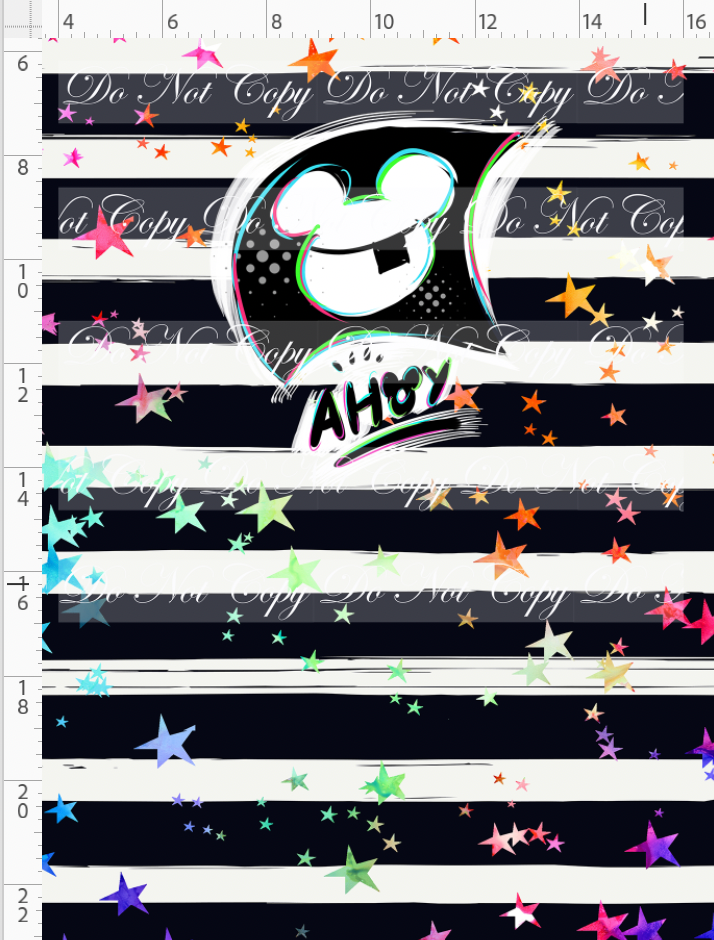 Kawaii Pirates - panel - AHOY flag - black stripe with stars - CHILD