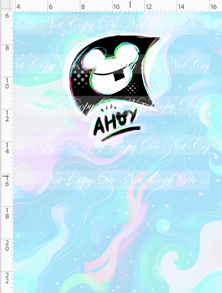 Kawaii Pirates - panel - AHOY flag - pastel - CHILD