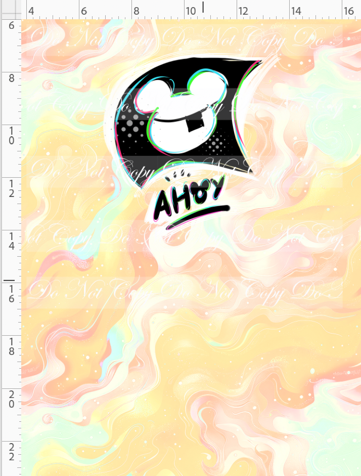 Kawaii Pirates - panel - AHOY flag - tan - CHILD