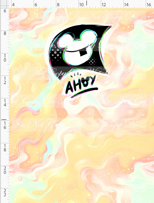 Kawaii Pirates - panel - AHOY flag - tan - CHILD