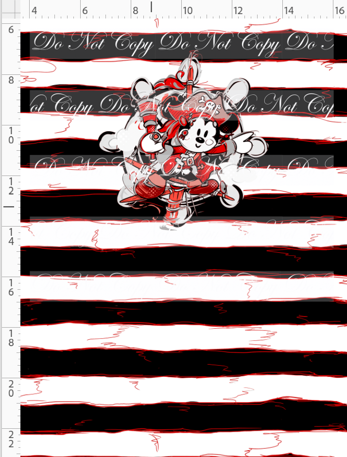 Kawaii Pirates - panel - Boy Mouse - black red stripe - CHILD