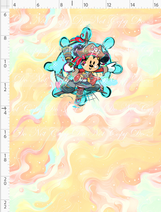 Kawaii Pirates - panel - Boy Mouse - tan - CHILD