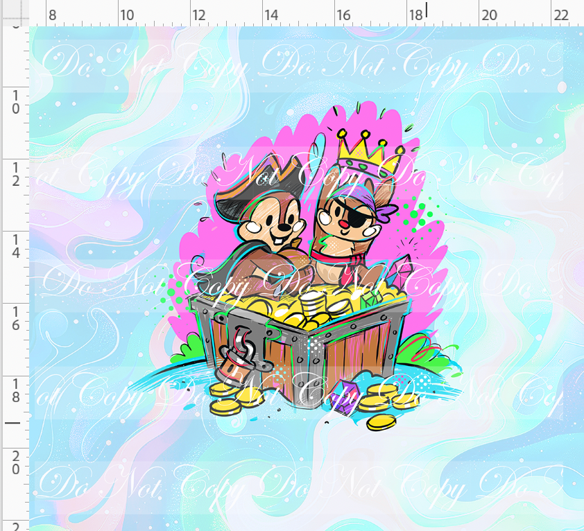 Kawaii Pirates - panel - Chipmunks - pastel - ADULT