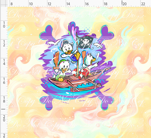 Kawaii Pirates - panel - Ducks - tan - ADULT