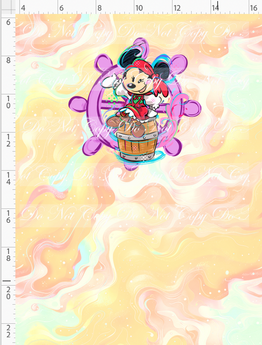 Kawaii Pirates - panel - Girl Mouse - tan - CHILD