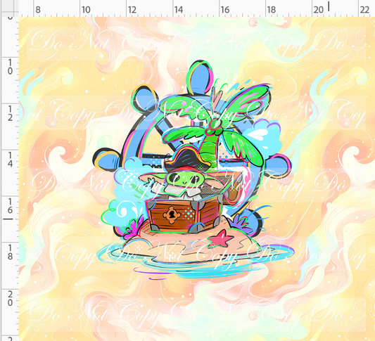 Kawaii Pirates - panel - Green Guy - tan - ADULT