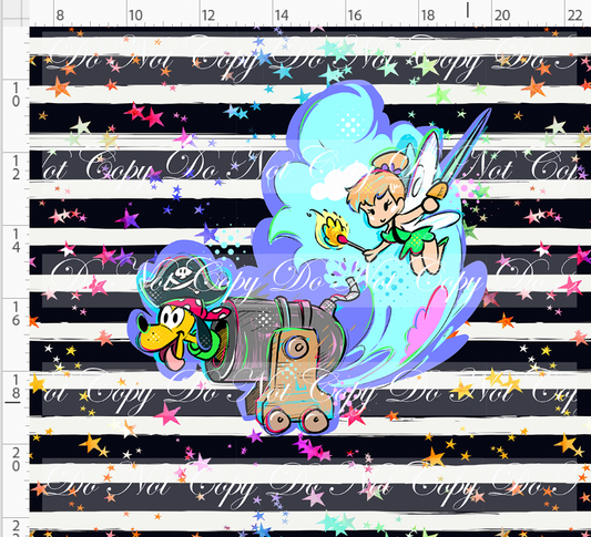 Kawaii Pirates - panel - Tink - black stripe with stars - ADULT