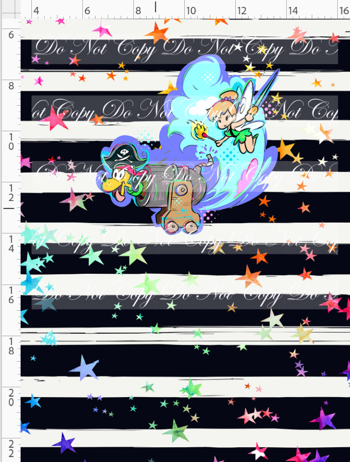 Kawaii Pirates - panel - Tink - black stripe with stars - CHILD