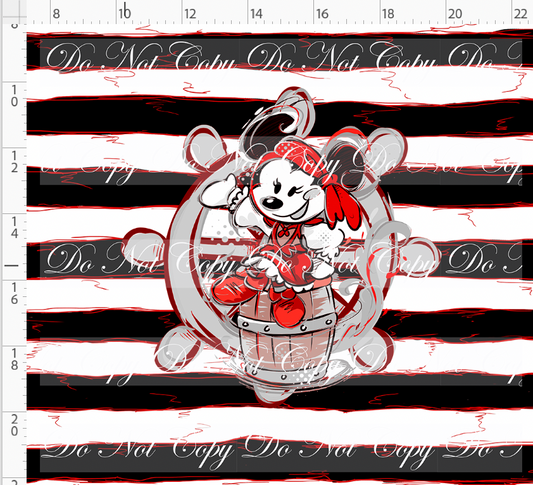 Kawaii Pirates - panel - girl mouse - black red stripe - ADULT