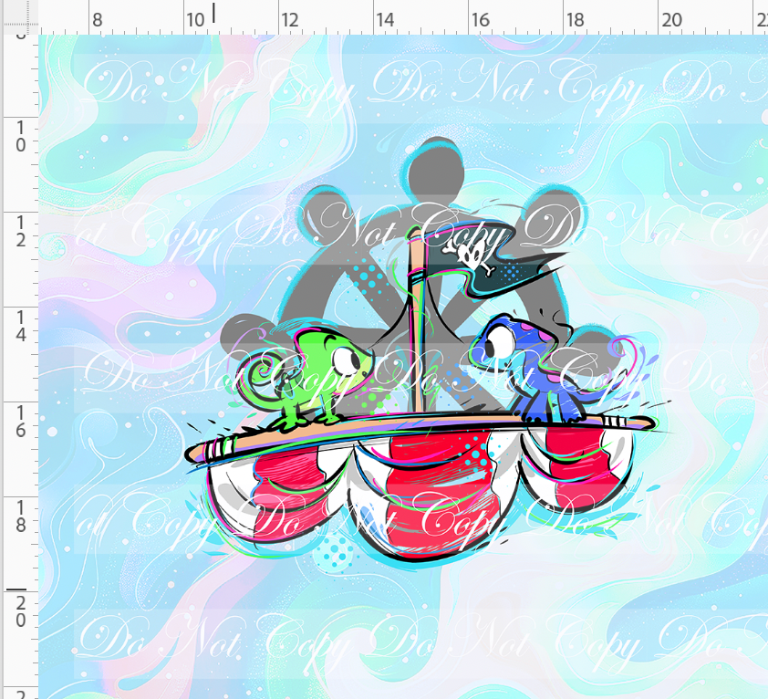 Kawaii Pirates - panel - lizards - pastel - ADULT