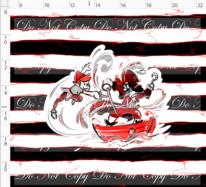 Kawaii Pirates - panel - peter - black red stripe - ADULT