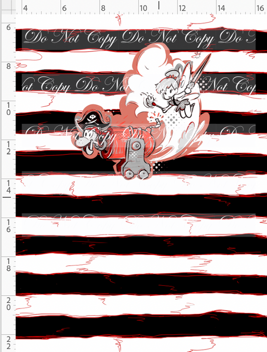 Kawaii Pirates - panel - tink - black red stripe - CHILD