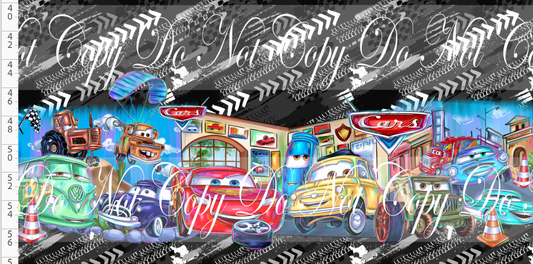 Lightening Cars - Double Border - black white