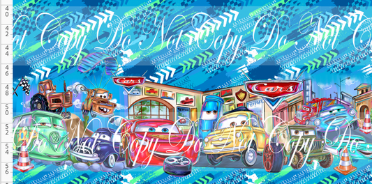 Lightening Cars - Double Border - blue