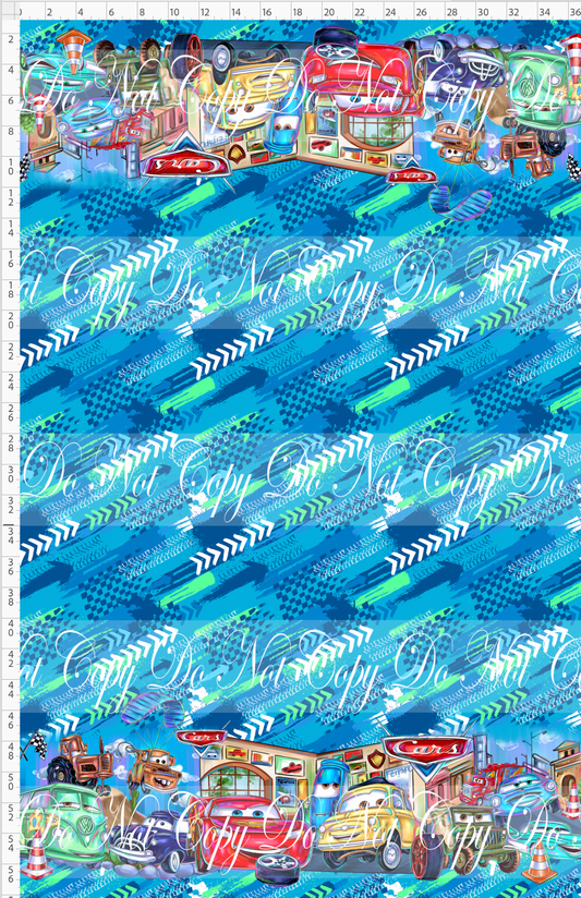 Lightening Cars - Double Border - blue