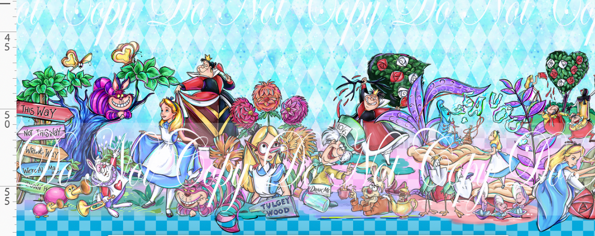 Lost in Wonderland-Double Border-blue