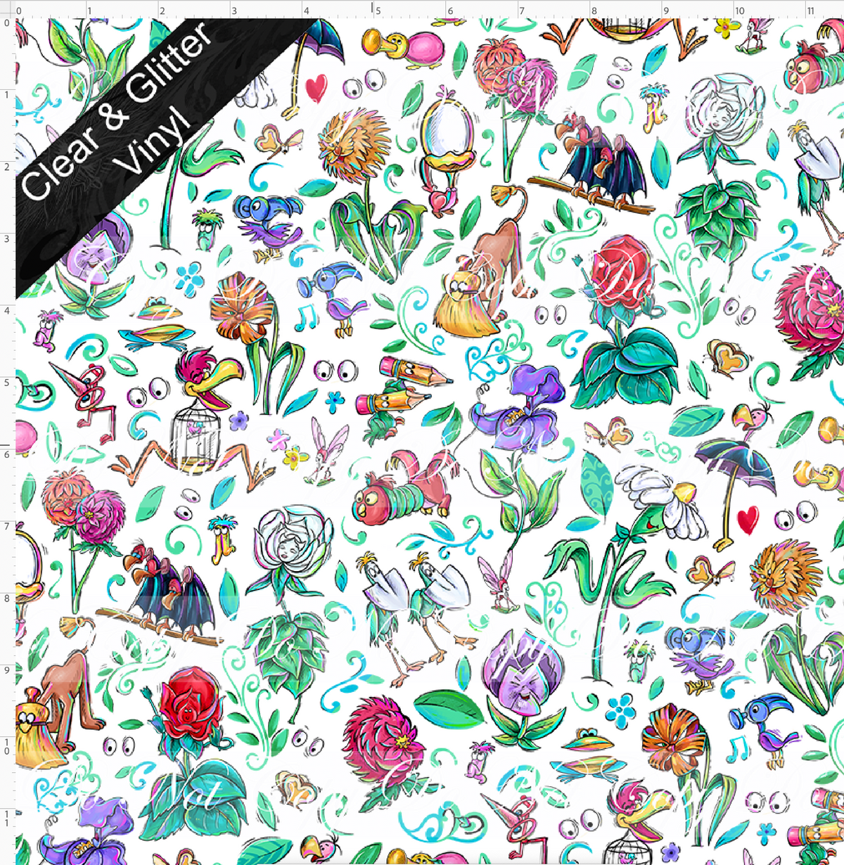 Lost in Wonderland-Flowers-Regular scale-CLEAR & GLITTER VINYL