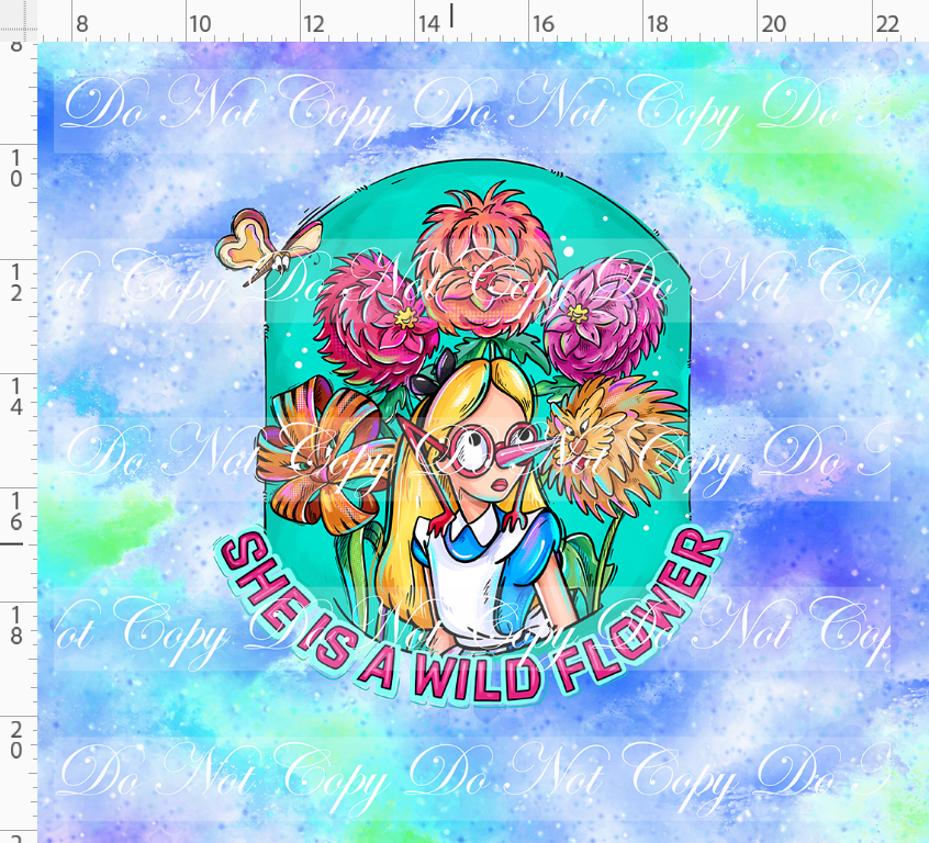 Lost in Wonderland-Panel-wildflower-blue green-Adult
