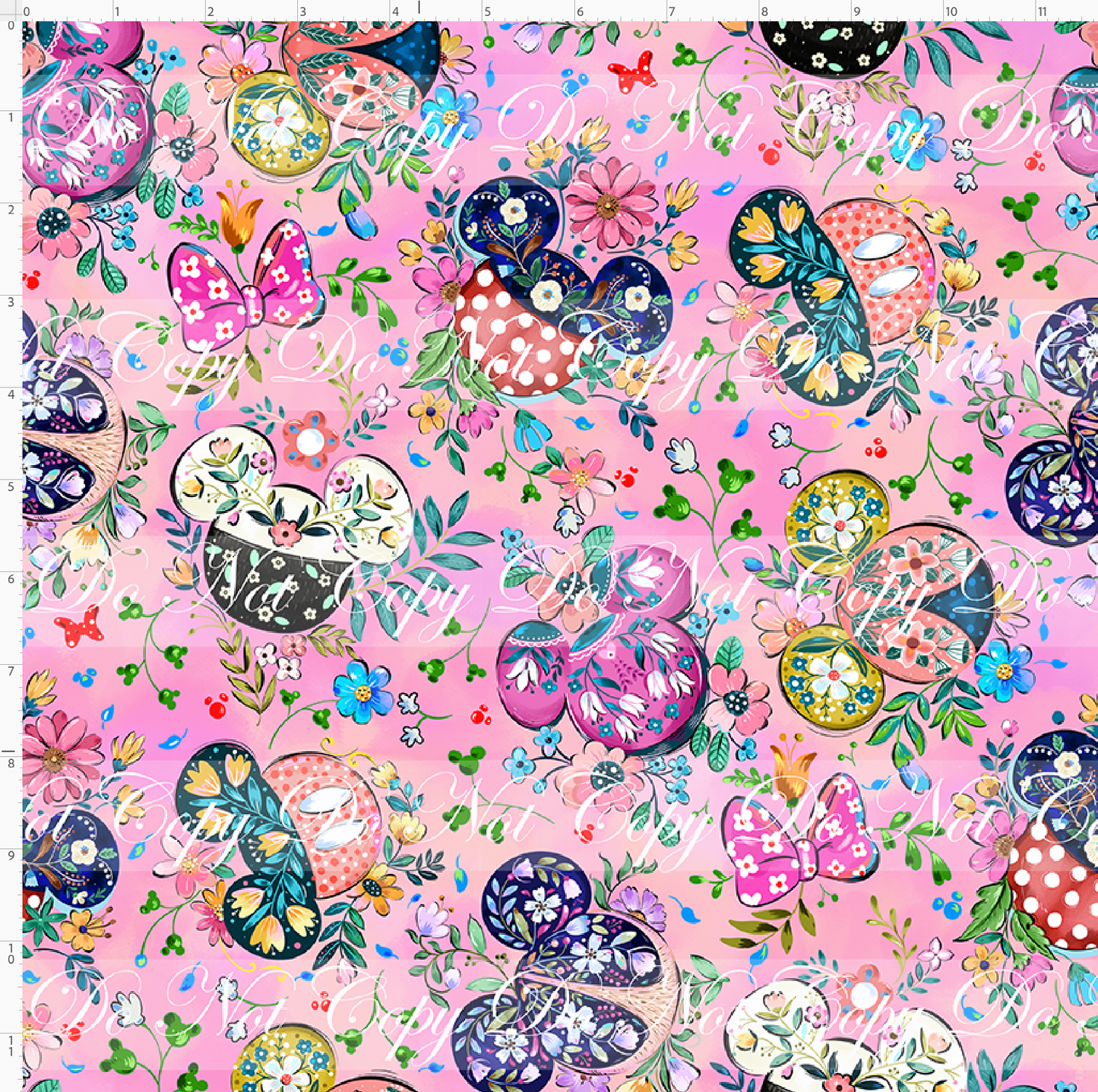 Magical Mice Coordinates - Mouse Ears Floral Toss - Pink
