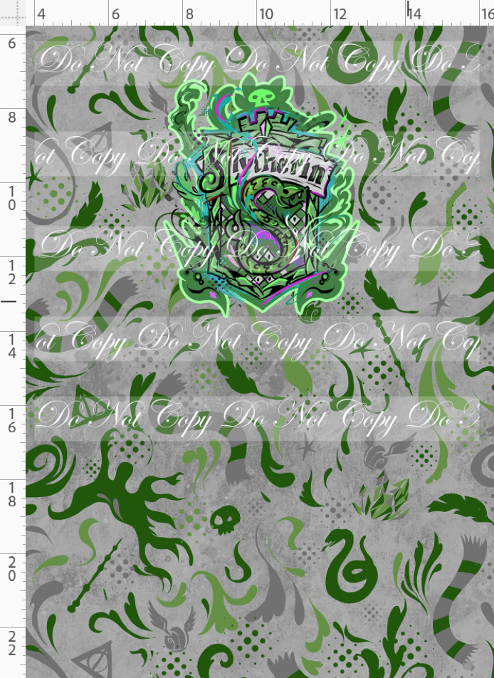 Magical Mischief-panel-green crest-green house background-child