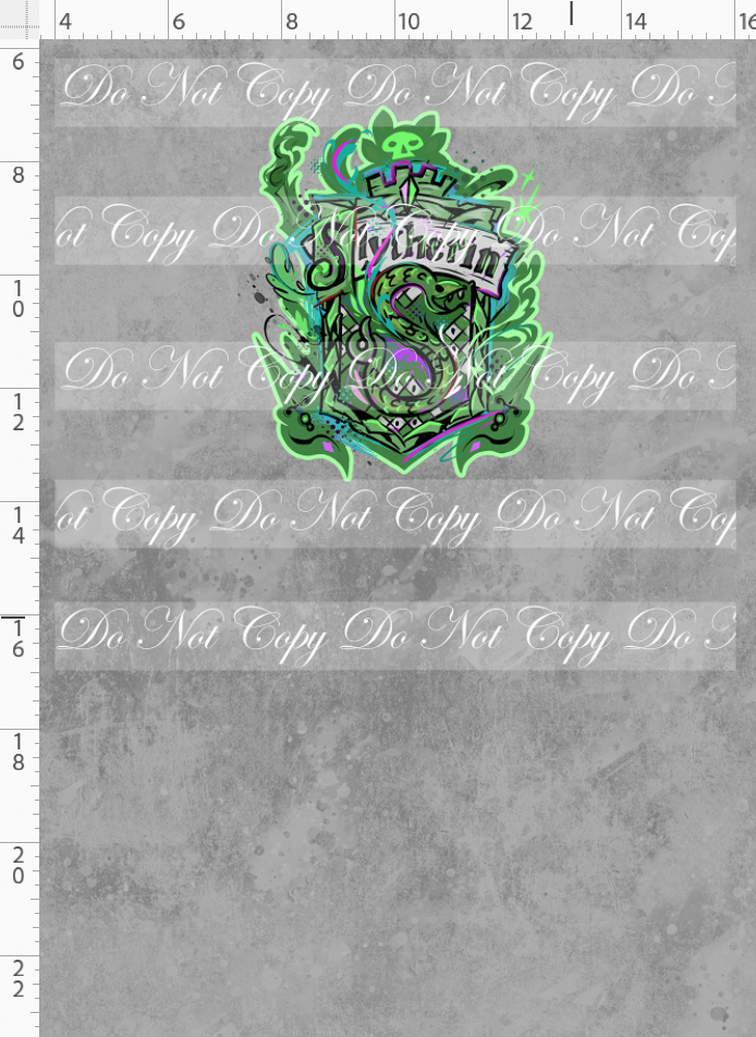 Magical Mischief-panel-green crest-simple background-child