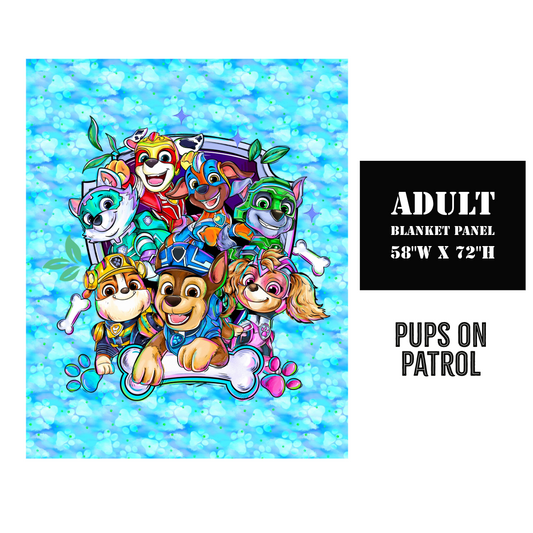 Pups on Patrol - DESIGN 1 - Full Size Blanket Panel 58W x 72H
