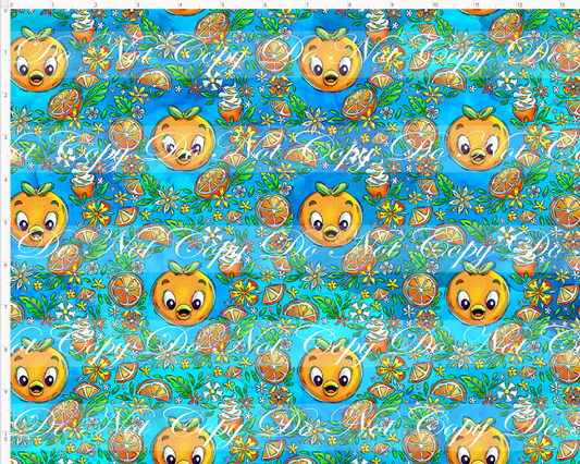 Orange Sunshine - Face and Floral - Aqua - REGULAR SCALE