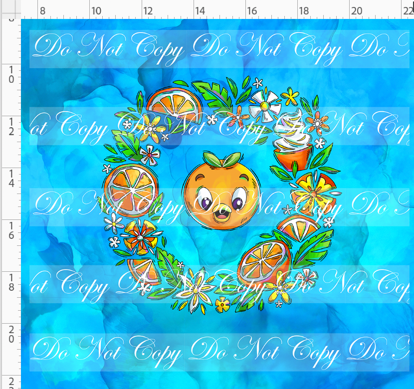 Orange Sunshine - Panel - Aqua - face in circle  - ADULT