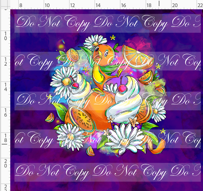 Orange Sunshine - Panel - Purple - bird and whip  - ADULT